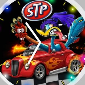 STP Roadrunner Hot Rod Wall Clock - Red & Blue